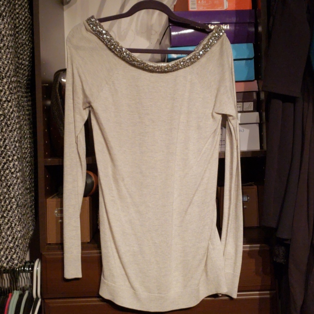 BOGO Grey wide neck silk cashmere sweater